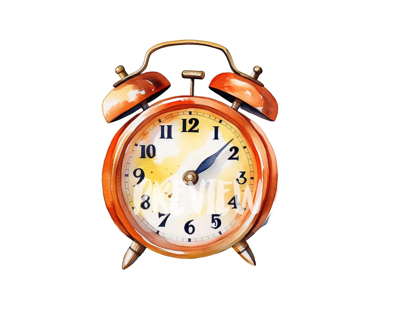 Watercolor Alarm Clock Clipart