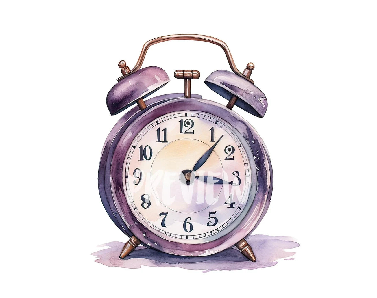 Watercolor Alarm Clock Clipart