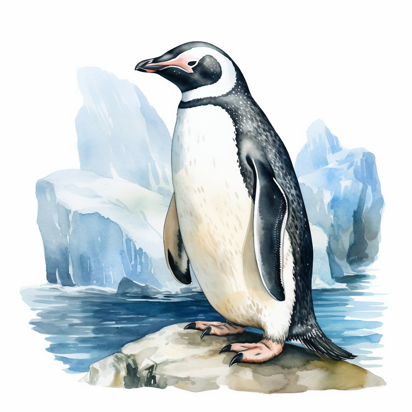 Watercolor Antarctic Penguins Clipart