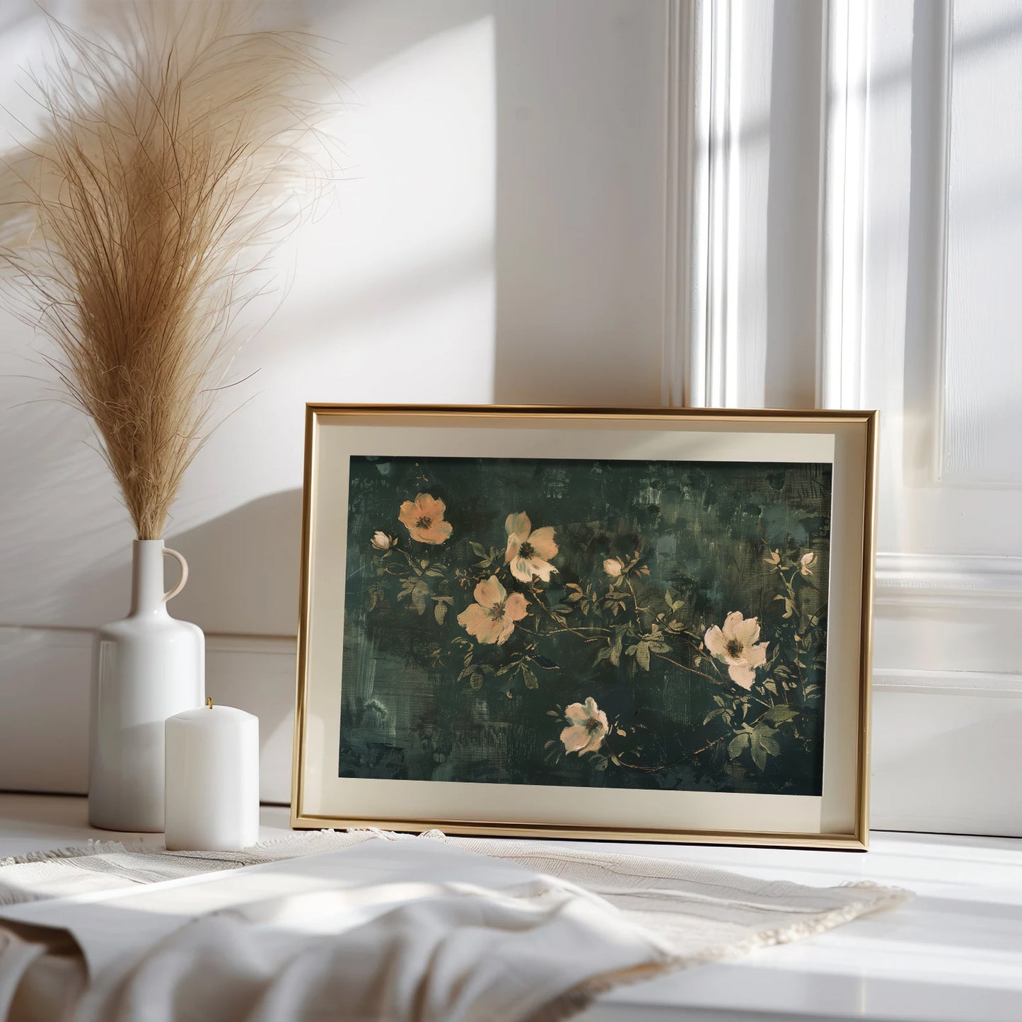 Antique Green Wildflower Painting – Vintage Botanical Poster