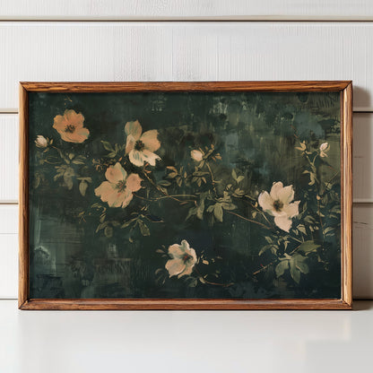 Antique Green Wildflower Painting – Vintage Botanical Poster