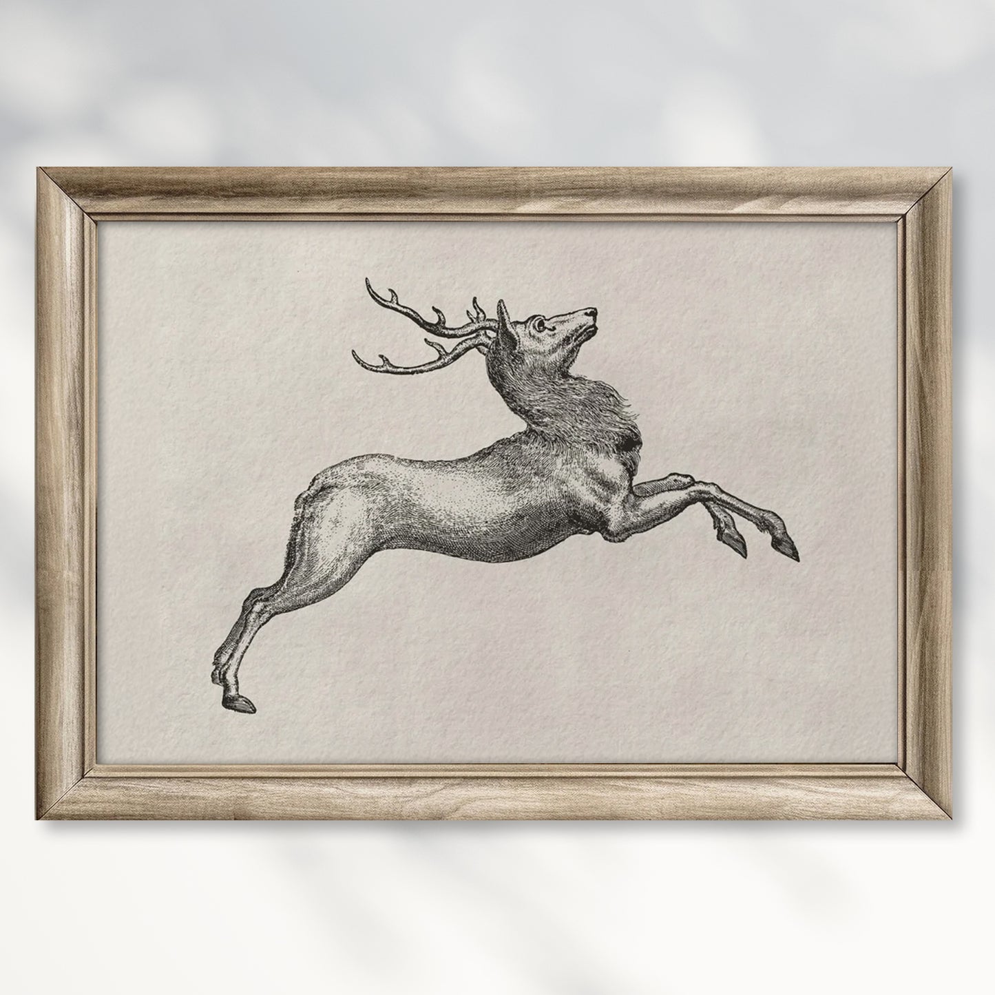 Antique Deer Sketch Wall Art Christmas Poster