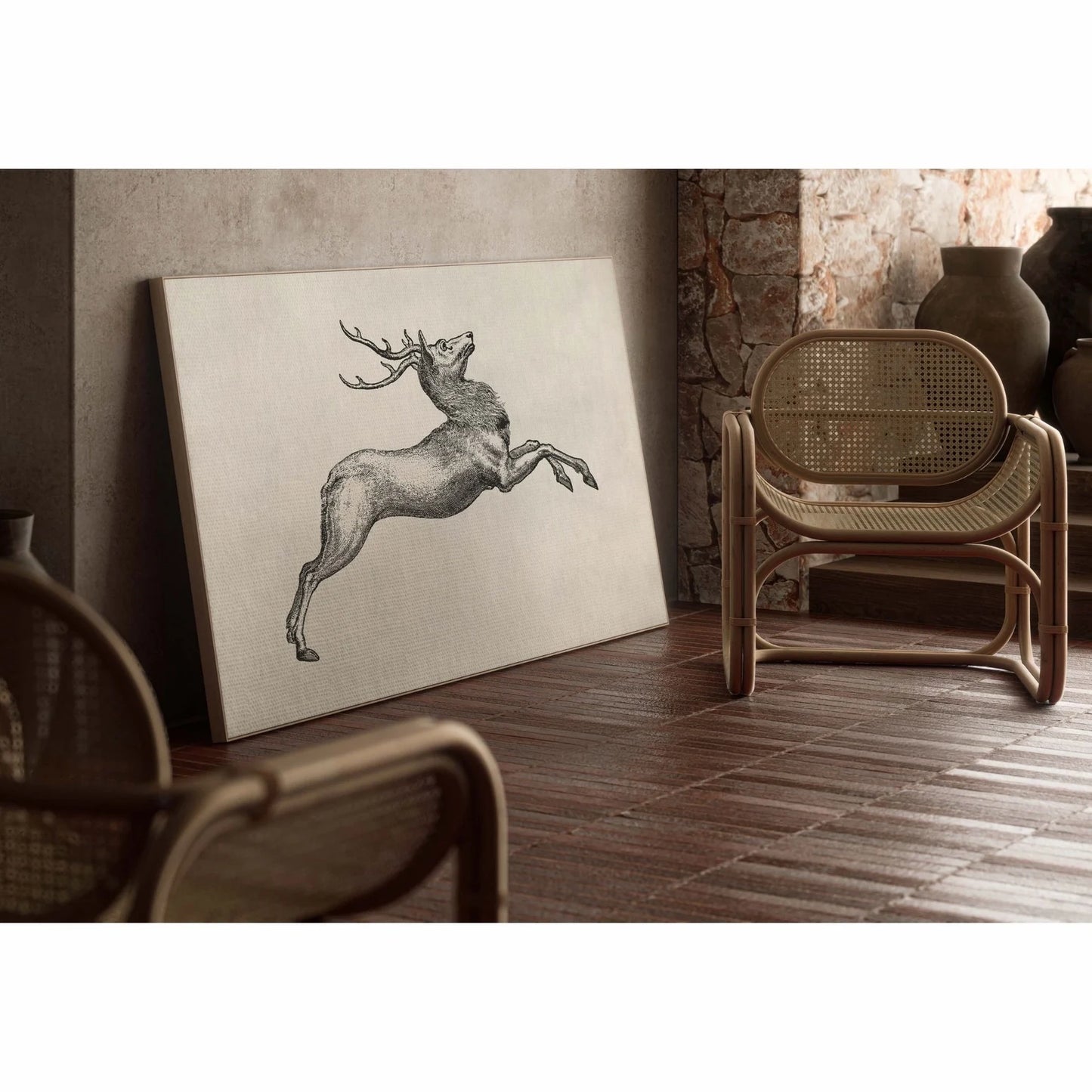 Antique Deer Sketch Wall Art Christmas Poster