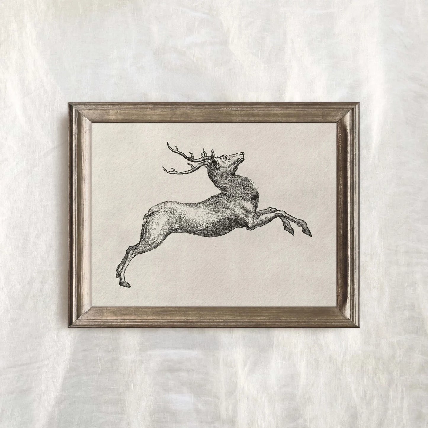 Antique Deer Sketch Wall Art Christmas Poster