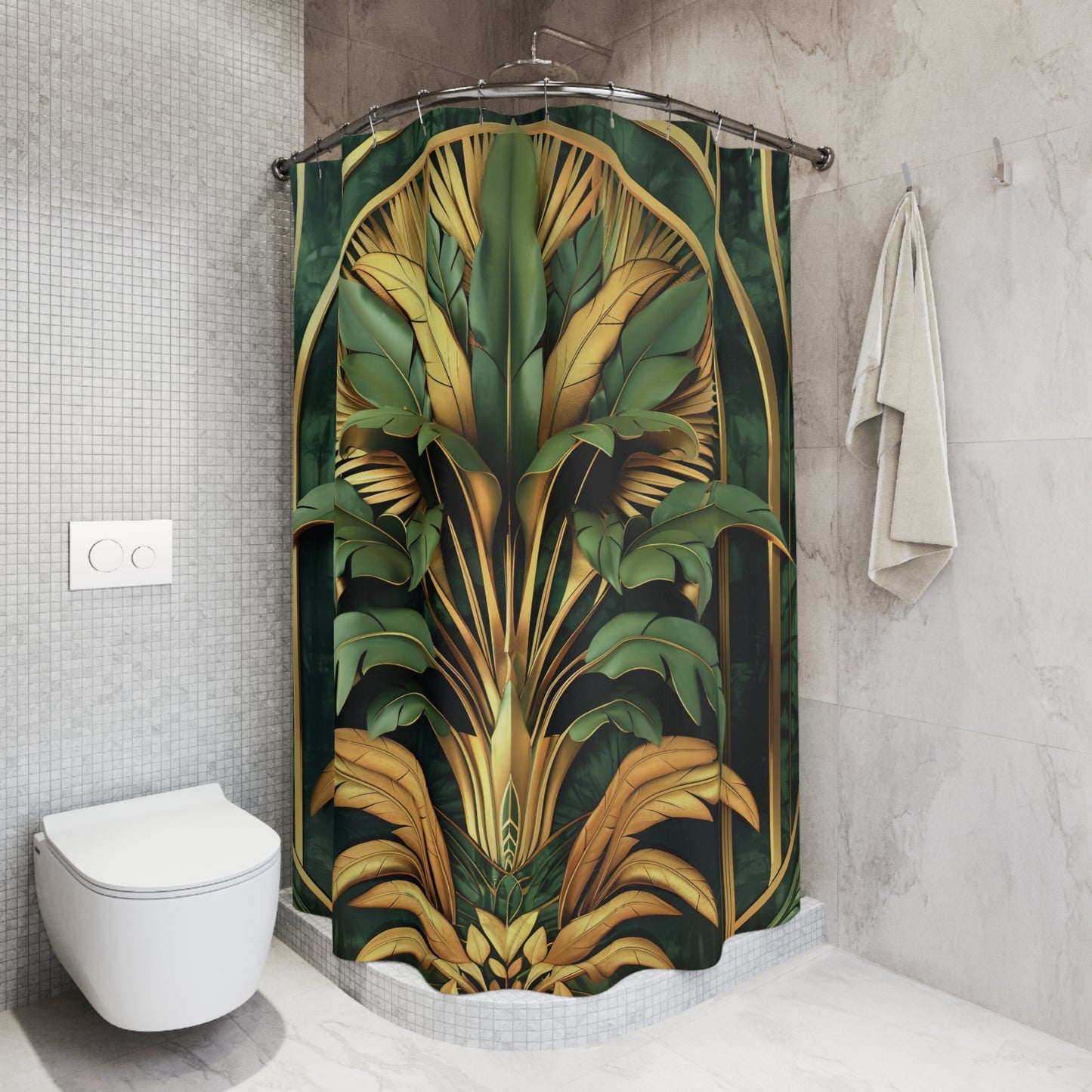 Banana Leaves Palm Tree Tropical Bathtub Shower Curtain