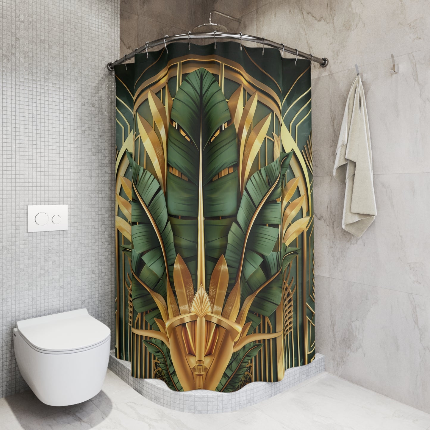 Tropical Banana Leaves Palm Tree Shower Curtain Bathroom Decor