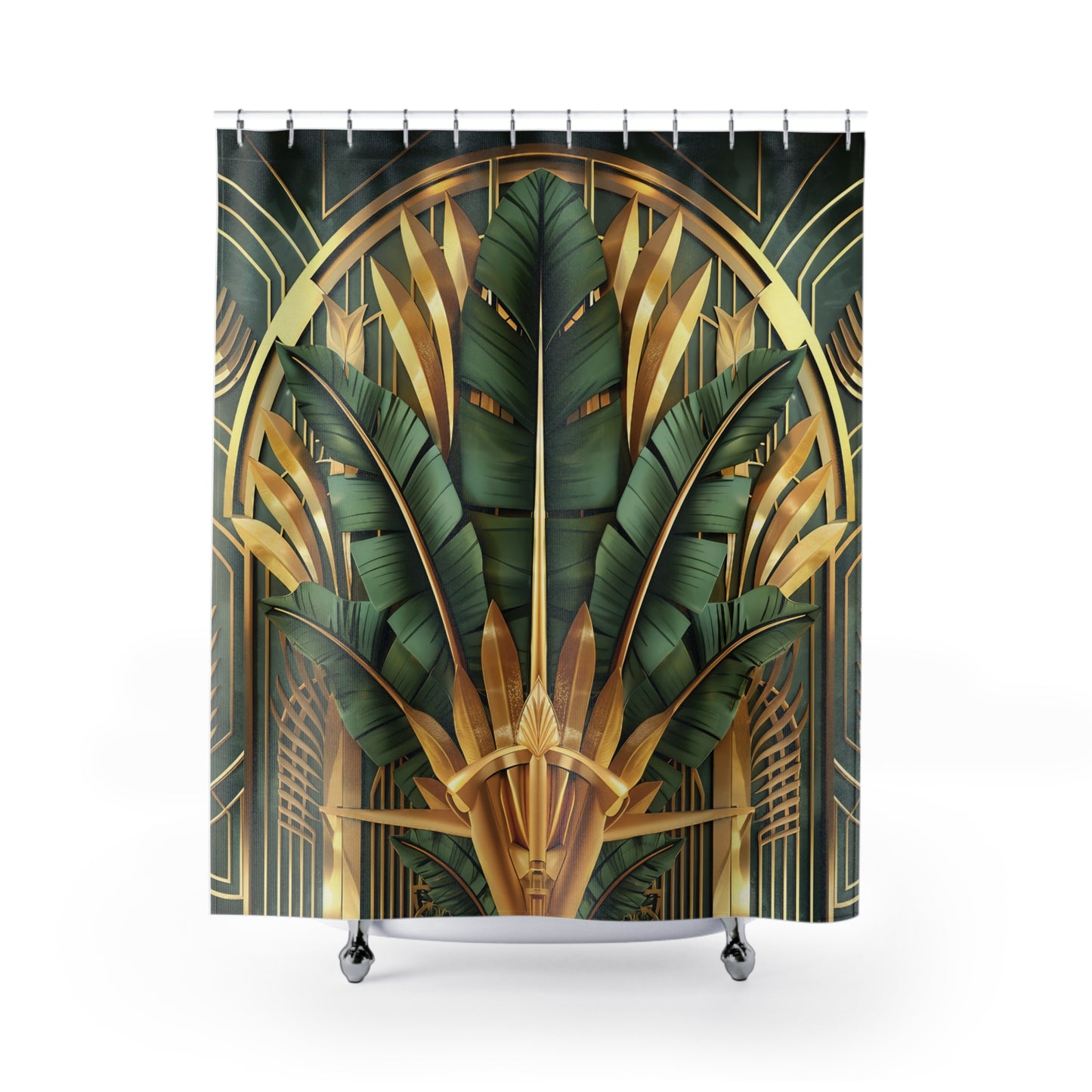Tropical Banana Leaves Palm Tree Shower Curtain Bathroom Decor
