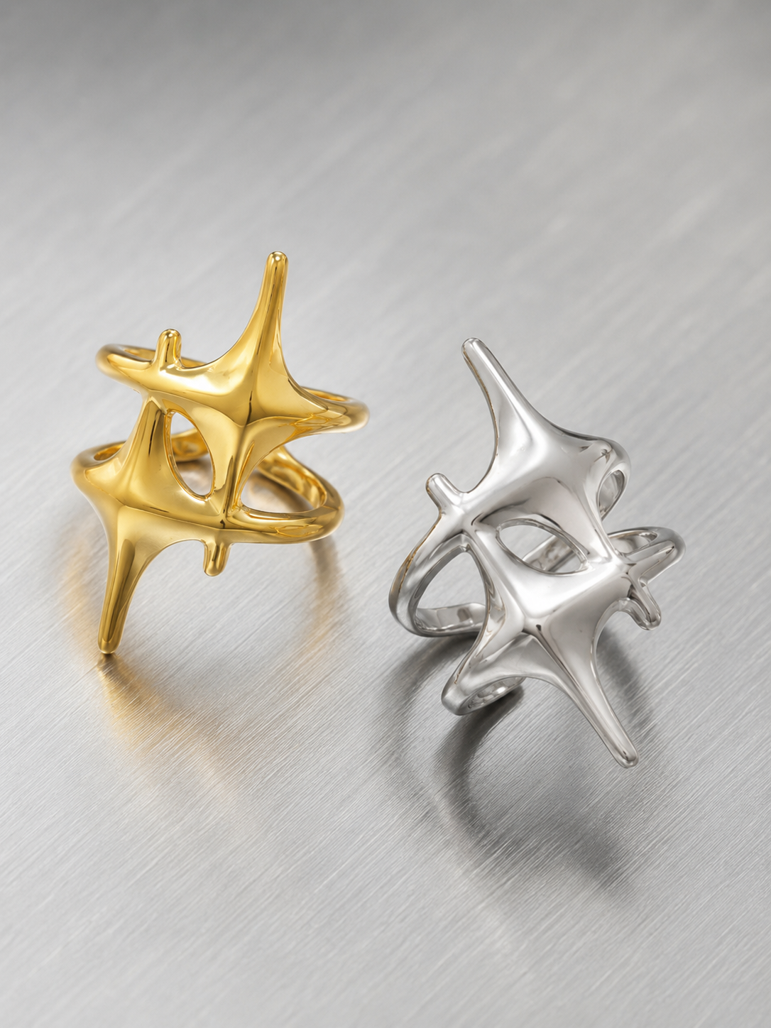 Double Astral Ring 316L Stainless Steel and 18K Gold Plated
