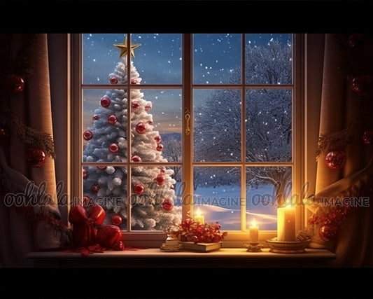 Window Peace Christmas Backdrop