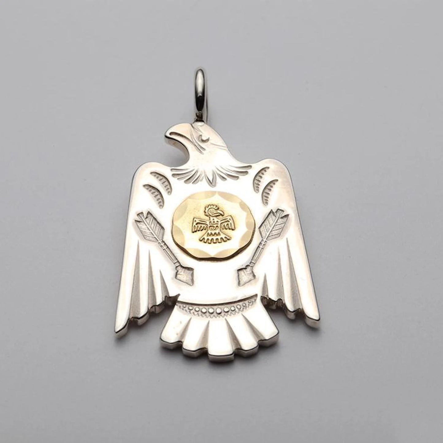 Silver Eagle 18K Gold Metal Pendant Native American Inspired