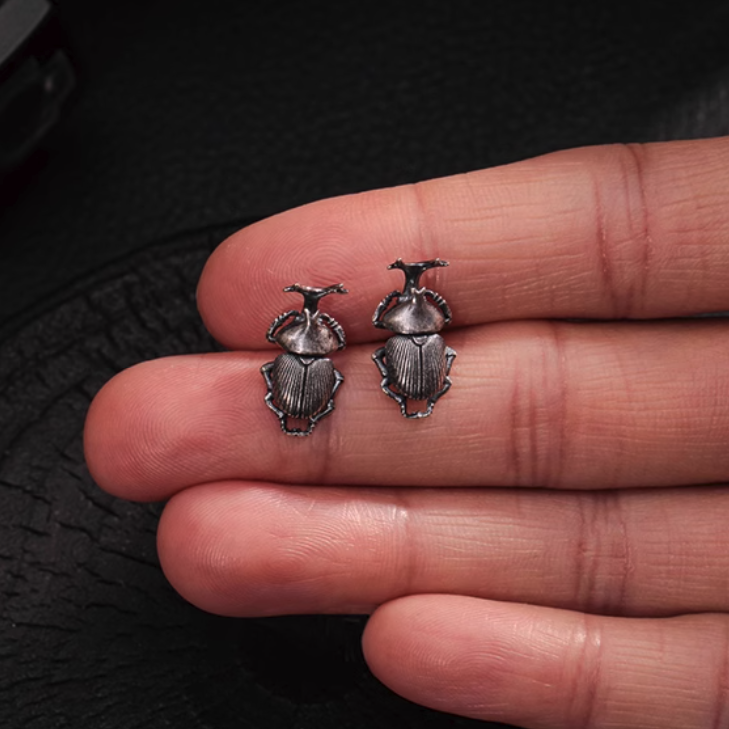 Rhinoceros Beetle Insect Stud Earrings