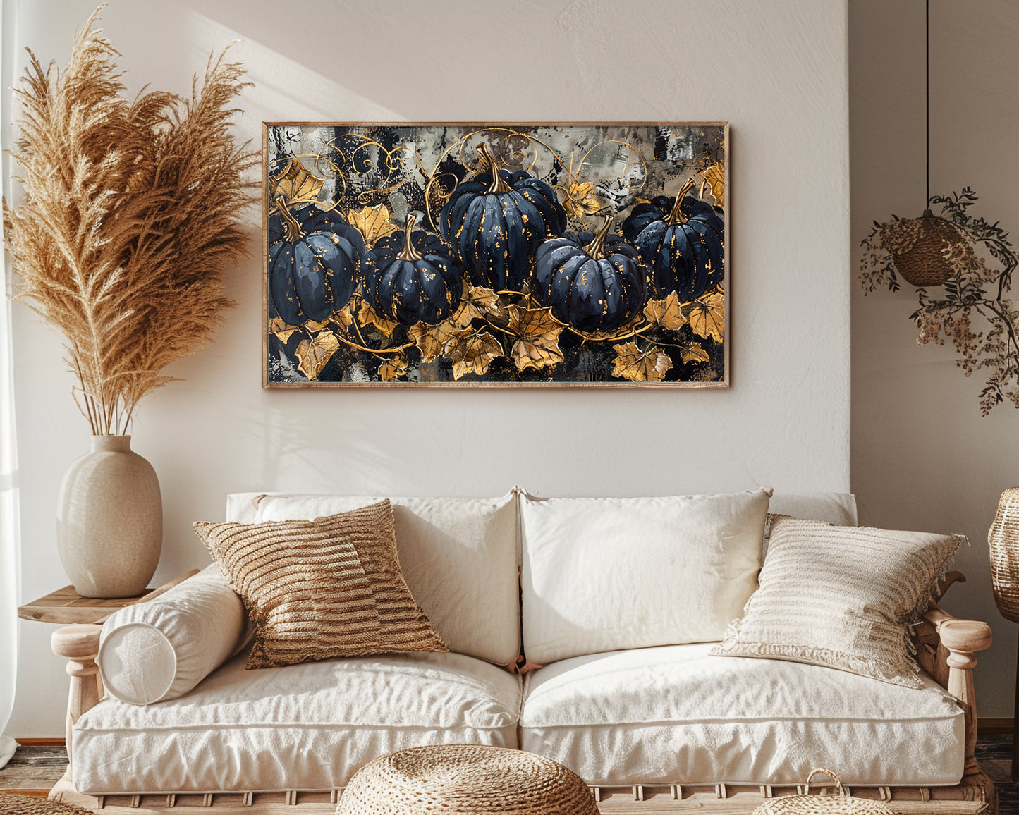 Black Pumpkins Vintage Painting Frame TV Art, Wallpaper