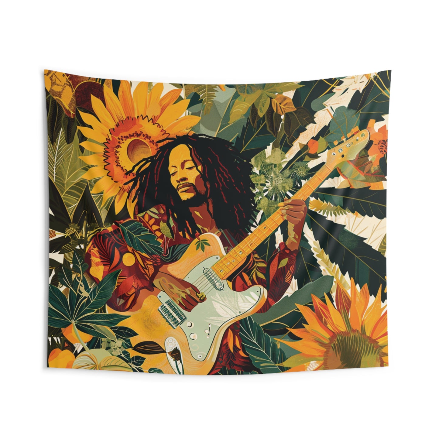 Bob Marley Portrait Collage Reggae Music Inspired Tapestry