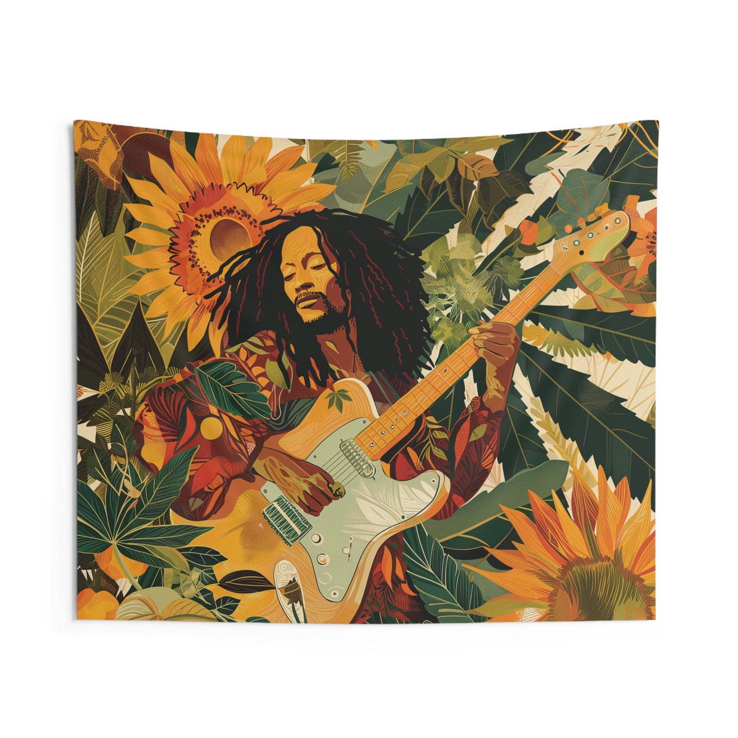 Bob Marley Portrait Collage Reggae Music Inspired Tapestry