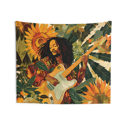 Bob Marley Portrait Collage Reggae Music Inspired Tapestry