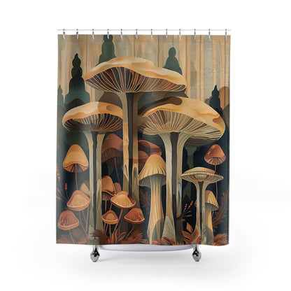 Boho Mushroom Forest Shower Curtain Bathroom Decor