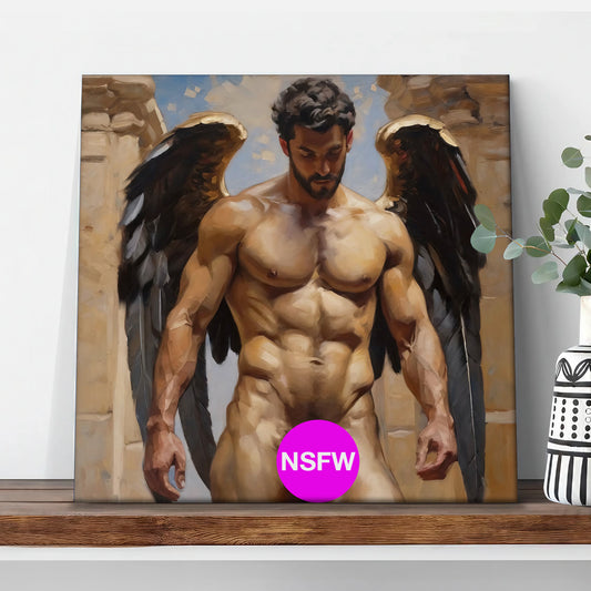 Angelic Male Figure Wall Art | Matte Canvas Stretched 1.25"