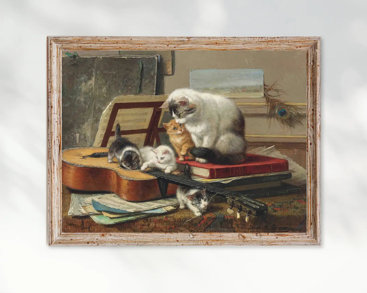 Cat Nursery Art Vintage Painting Wall Art Poster, Cat Lover Gifts