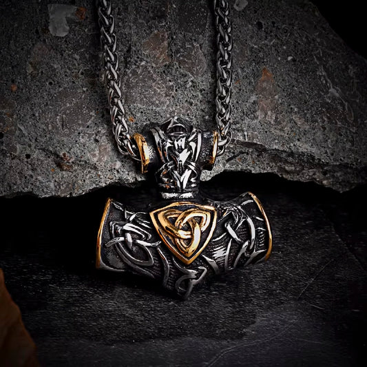 Viking Anchor Mjolnir Celtic Knot Thor Hammer Necklace