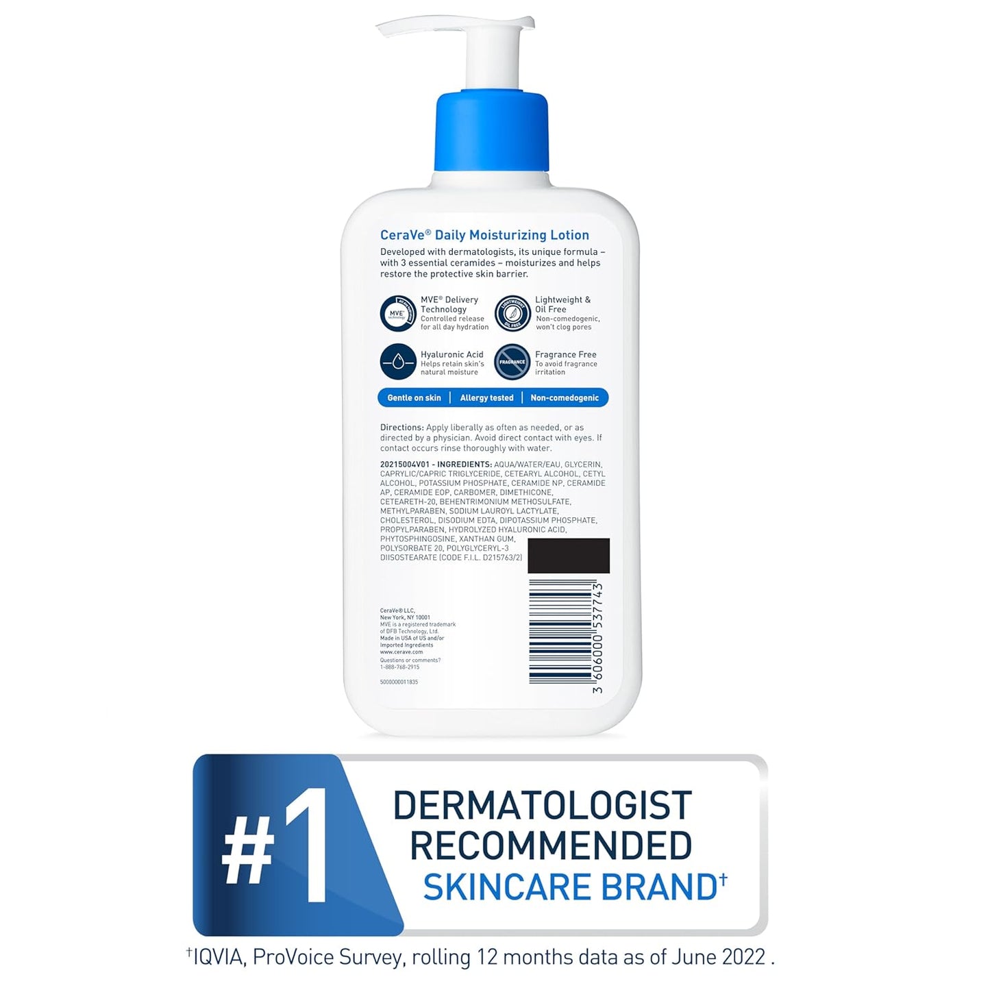 CeraVe Daily 長效清爽保濕乳 玻尿酸護膚乳液 (美國原廠) 355ml