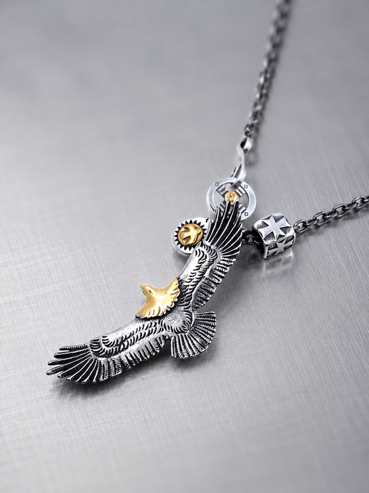 Spared Eagle Pendant Setup Necklace
