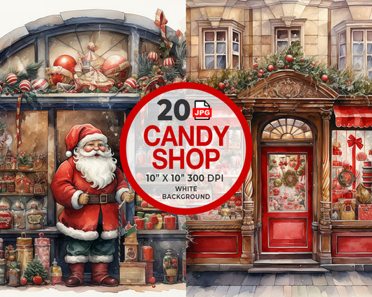 Christmas Candy Shop Watercolor Digital Download