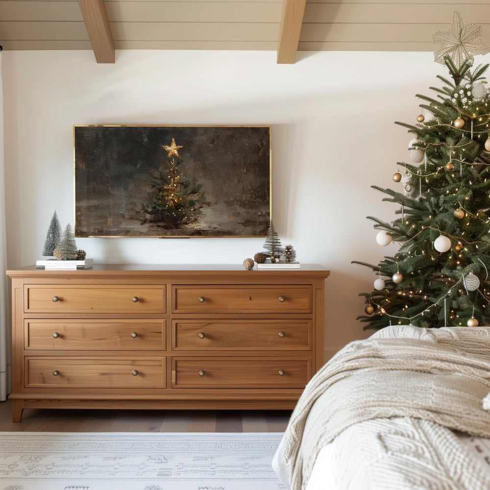 Christmas Tree Holiday Impressionism Painting Frame Tv Art, Wallpaper