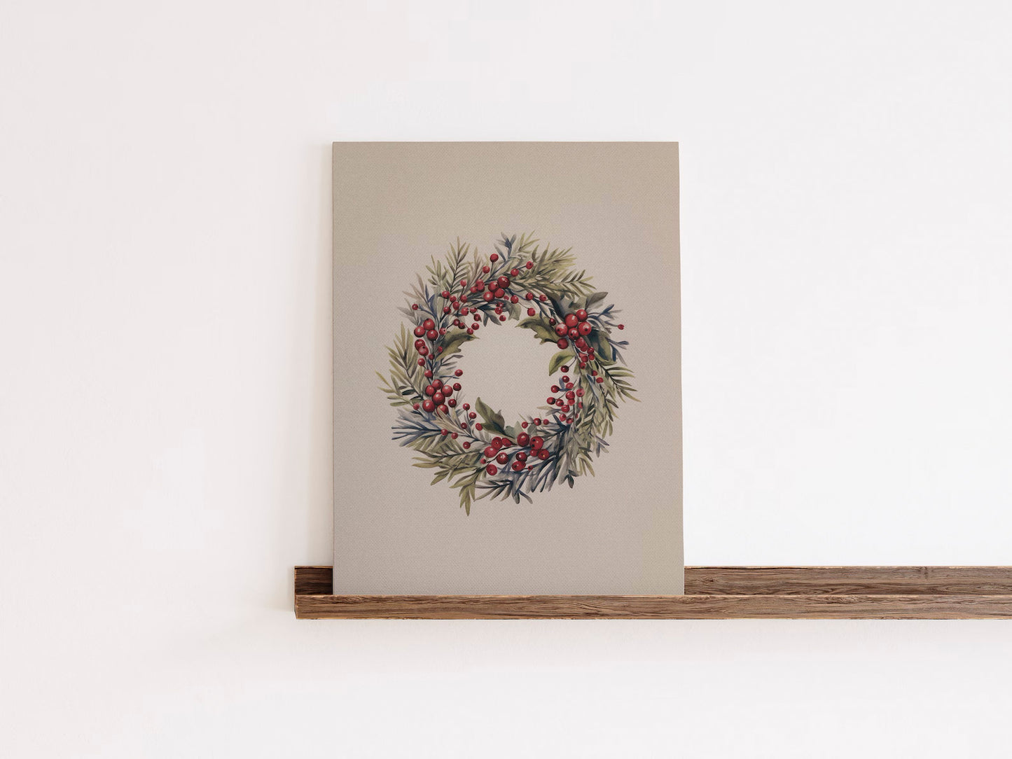 Christmas Wreath Vintage Drawing Art Print Poster