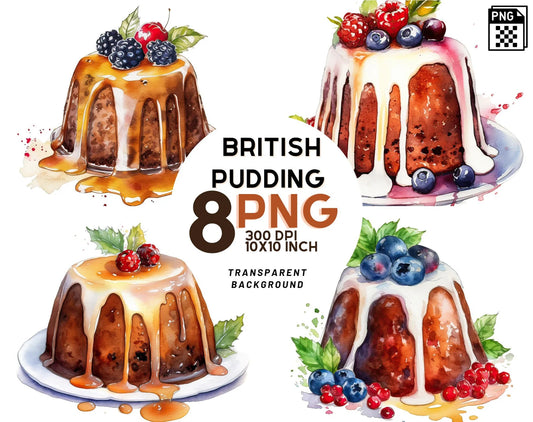 Watercolor British pudding