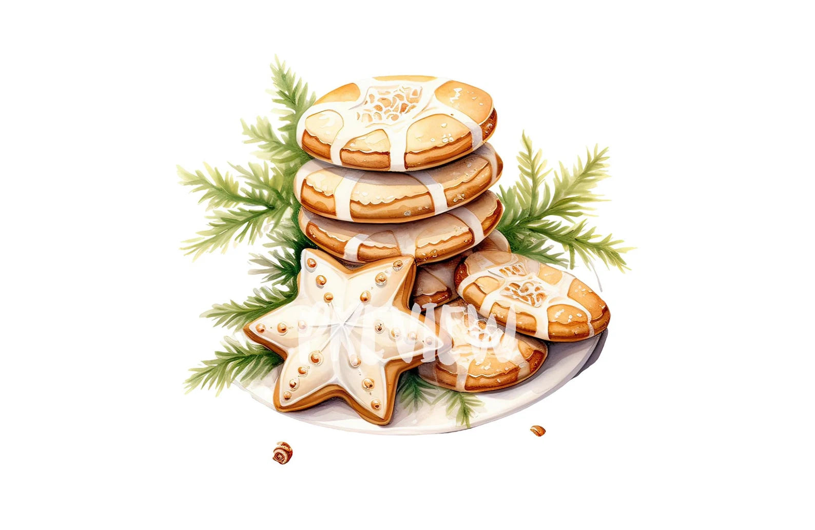 Watercolor Christmas Butter Cookies clipart – XY ELEMENT