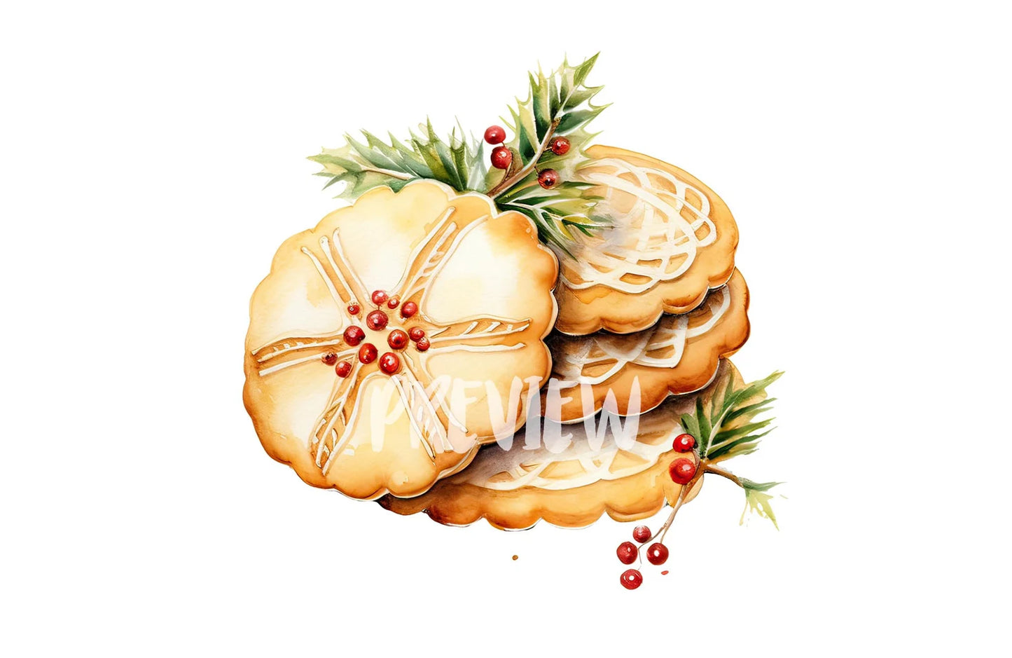 Watercolor Christmas Butter Cookies clipart