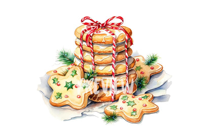 Watercolor Christmas Butter Cookies clipart