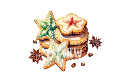 Watercolor Christmas Butter Cookies clipart – XY ELEMENT