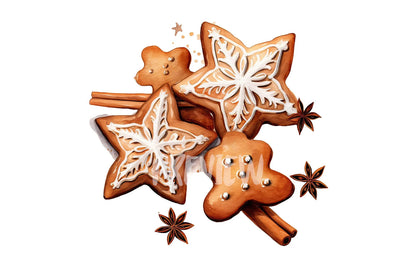 Watercolor Christmas Cinnamon cookies clipart