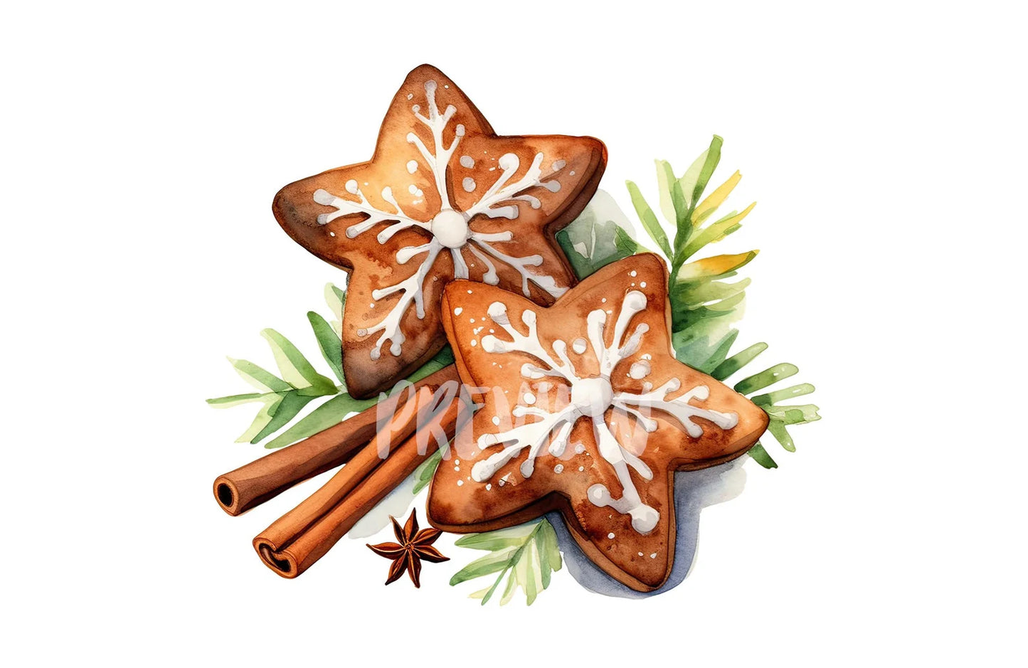 Watercolor Christmas Cinnamon cookies clipart