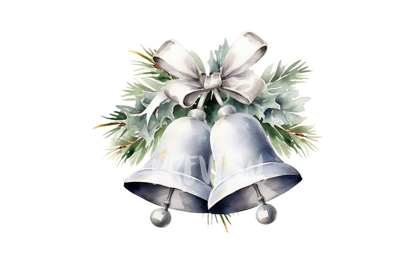 Watercolor Christmas Jingle Bells clipart