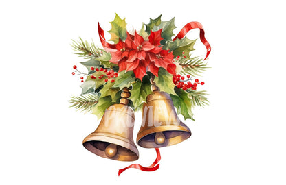 Watercolor Christmas Jingle Bells clipart