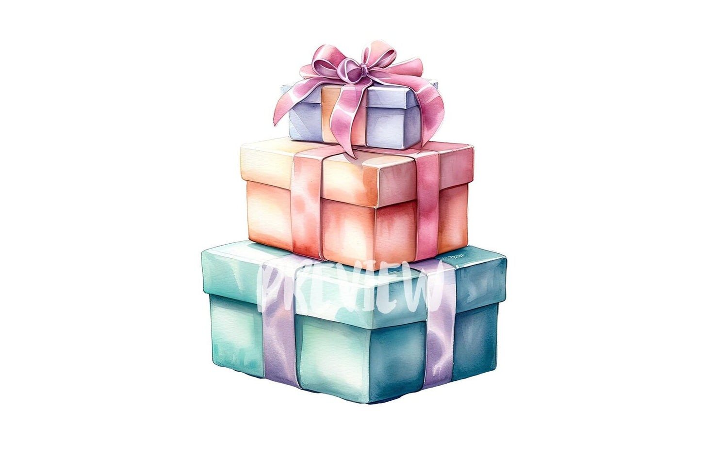 Watercolor Christmas Presents Gifts clipart