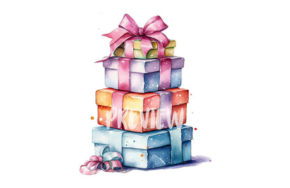 Watercolor Christmas Presents Gifts clipart