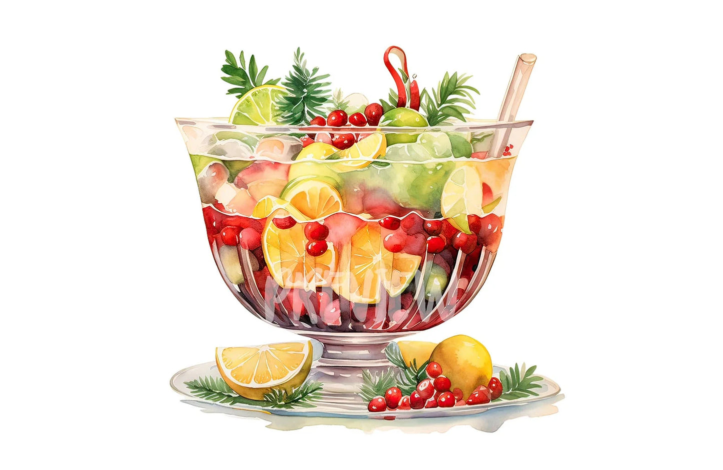 Watercolor Christmas punch illustration