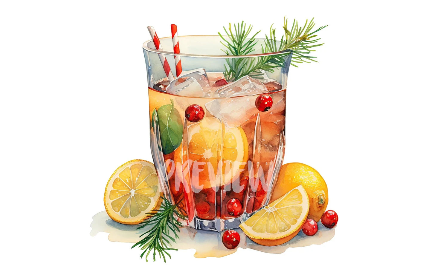 Watercolor Christmas punch illustration