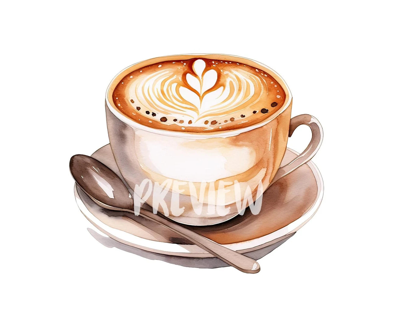 Watercolor Coffee Latte Art Clipart