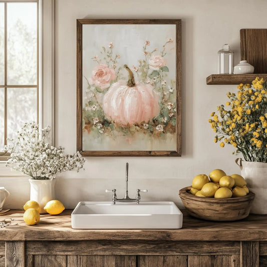 Coquette Pink Pumpkin Floral Art Print Poster