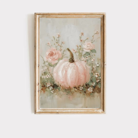 Coquette Pink Pumpkin Floral Art Print Poster