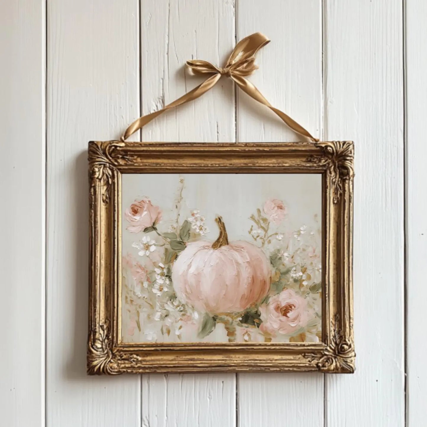 Coquette Pink Pumpkin Floral Wall Art Poster