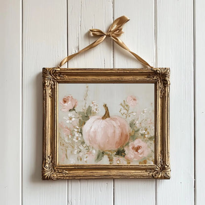 Coquette Pink Pumpkin Floral Wall Art Poster