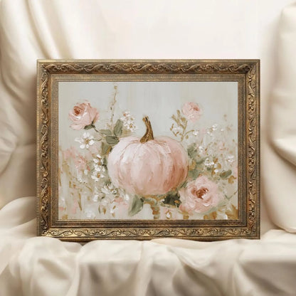 Coquette Pink Pumpkin Floral Wall Art Poster