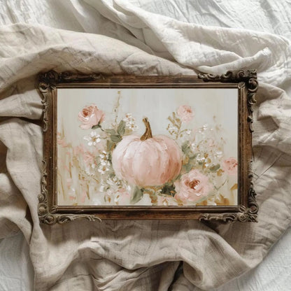 Coquette Pink Pumpkin Floral Wall Art Poster