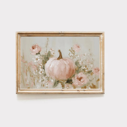 Coquette Pink Pumpkin Floral Wall Art Poster