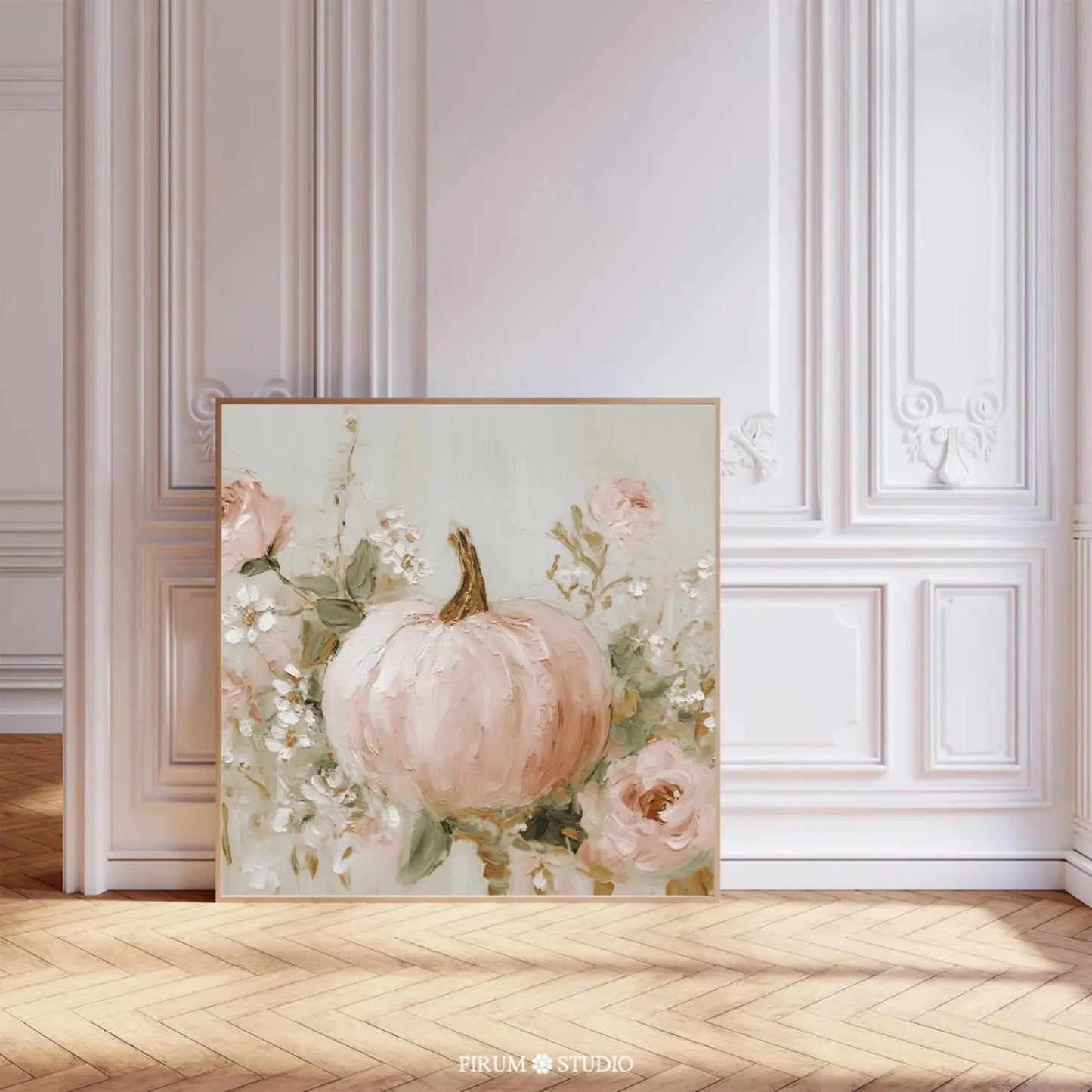 Coquette Pink Pumpkin Floral Wall Art Poster